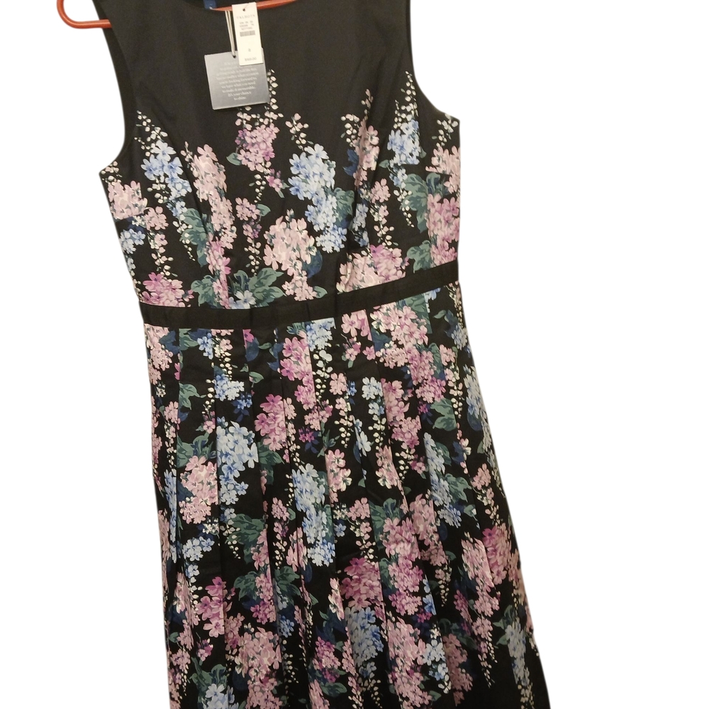 Talbots Black and Pink Floral Midi Dress